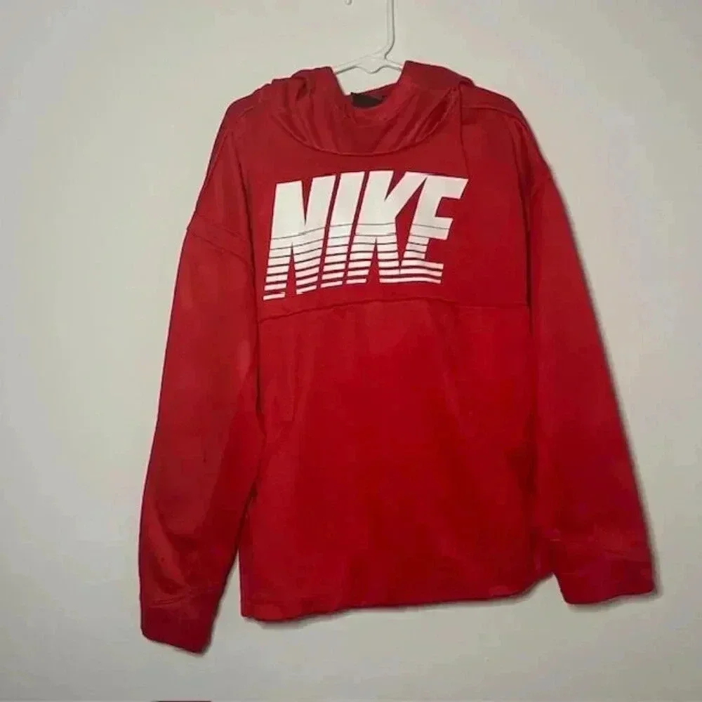 Red Nike Therma Boys Dri-FIT Camo Pullover Hoodie Size Small (4-5)